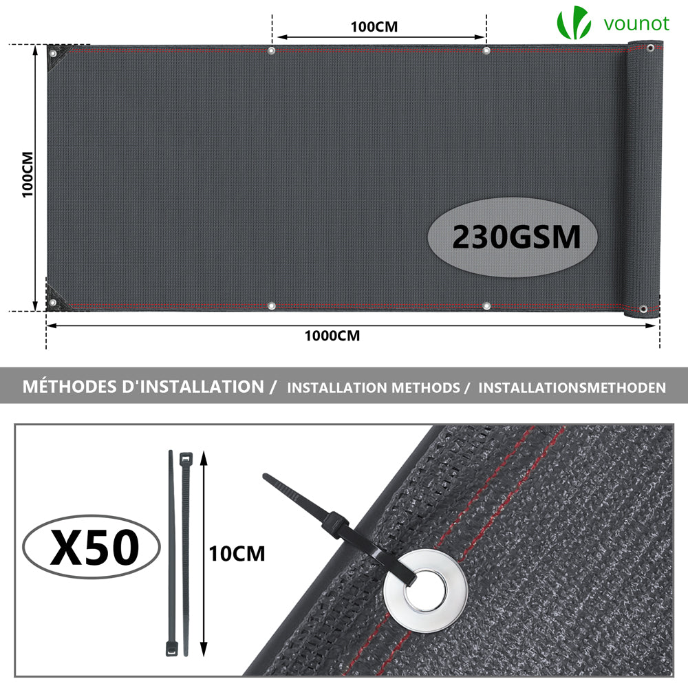 Gartensichtschutznetz 2m X 5m – 90% HDPE, UV-beständig Mit Kabelbindern & Ösen