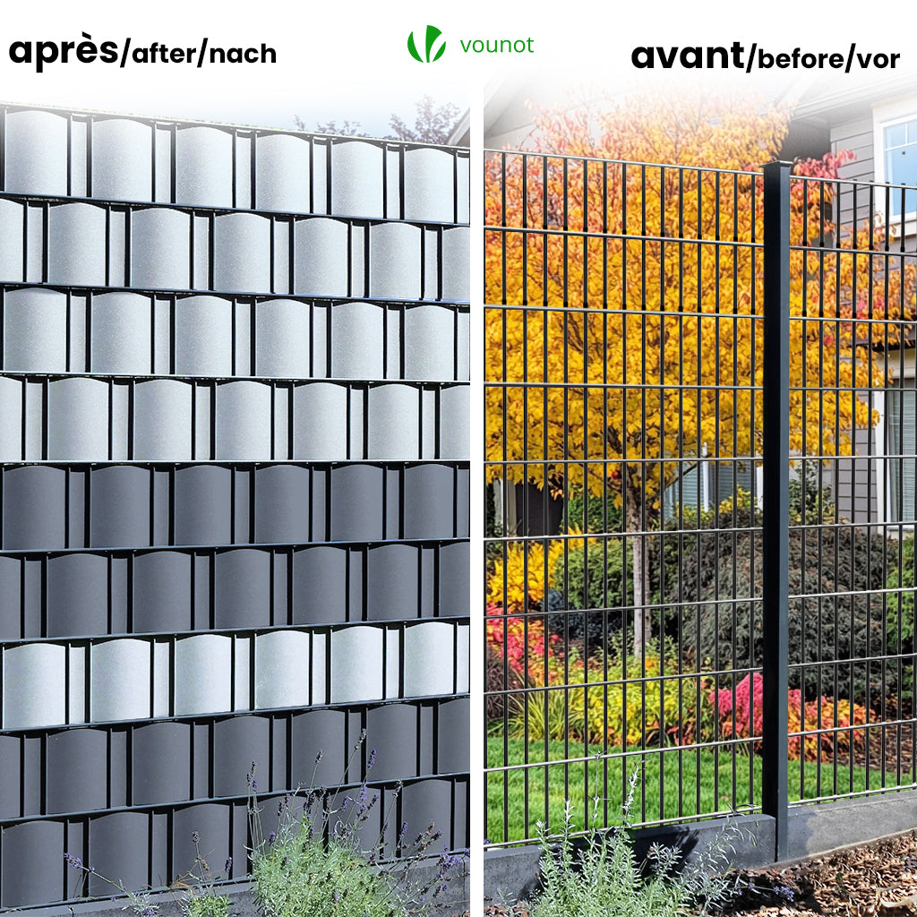 VOUNOT Sichtschutzstreifen Für Doppelstabmatten – 70 M X 19 Cm, Anthrazit, Mit 40 Clips