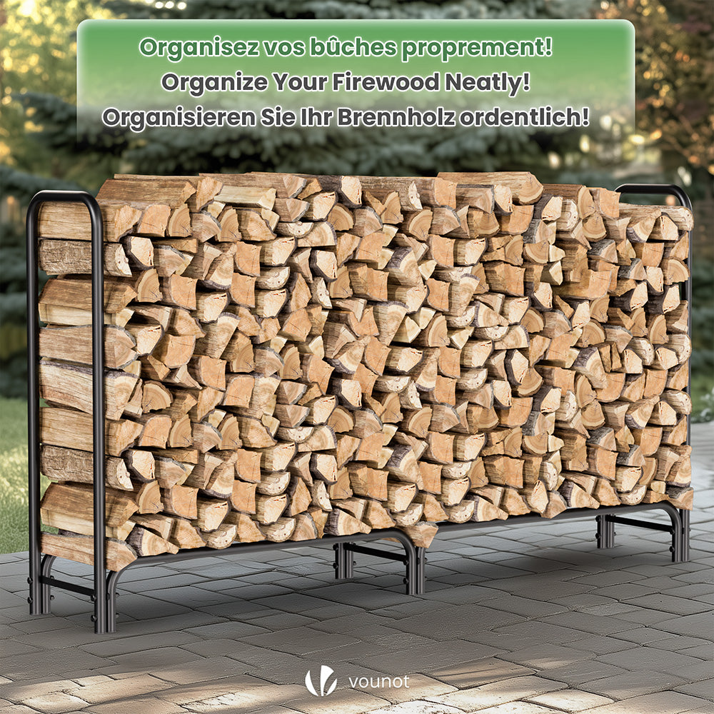 aufbewahrung brennholz aussen Kaminholzregal Aussen aus Metall mit wasserdichte Abdeckung, 200x116x3– VOUNOT DE