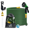 Flexibler Gartenschlauch 15m, Flexibel Wasserschlauch Dehnbarer mit 10 Sprühfunktionen,Messinganschlüssen,Grün