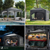 VOUNOT Pavillon 3x3m mit 4 Seitenteilen & 4 Sandsäcke, Pop Up Faltpavillon, Wasserdicht, Faltbar Gartenzelt Partyzelt, inkl. Tasche, Grau