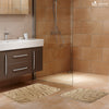 Badematte Rutschfeste, Mikrofaser Badezimmerteppich Wellenmuster 50x80cm Beige - VOUNOT DE