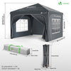 VOUNOT Pavillon 3x3m mit 4 Seitenteilen & 4 Sandsäcke, Pop Up Faltpavillon, Wasserdicht, Faltbar Gartenzelt Partyzelt, inkl. Tasche, Grau