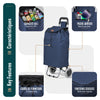 Aluminium Einkaufstrolley Treppensteiger, Trolly Einkaufswagen Klappbar, 2 Räder, Wasserdicht Oxford, 59L, Marineblau