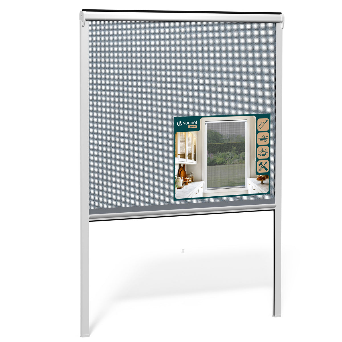 Insektenschutzrollo Fenster PVC Rahmen zuschneidbar L130 x H160 cm Wei ...