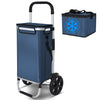2 Räder Einkaufstrolley Klappbar mit 50L Wasserdichter & Kühlfach, Marineblau