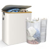 Wäschekorb mit Deckel & Wäschesäcke 145L, Faltbarer Wäschesammler 2 Fächer, Beige - VOUNOT DE