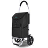 2 Räder Einkaufstrolley Klappbar mit 58L Wasserdichter Tasche, Schwarz
