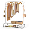 Metall Kleiderständer ,Kleiderstange Garderobenständer mit Schuhregal und 8 seitlichen Haken 110x41x150cm Weiß - VOUNOT DE