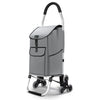 Aluminium Einkaufstrolley Treppensteiger, Trolly Einkaufswagen Klappbar, 6 Räder, Wasserdicht Oxford, 45L, Grau