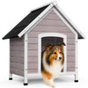 Hundehütte Outdoor aus Holz, mit Bitumendach, abnehmbarem Boden, rutschfest, Grau - VOUNOT DE