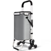 Aluminium Einkaufstrolley Treppensteiger, Trolly Einkaufswagen Klappbar, mit 6 Räder und Kühlfach, Wasserdicht, 50L, Grau