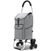 Aluminium Einkaufstrolley Treppensteiger, Trolly Einkaufswagen Klappbar, 6 Räder, Wasserdicht Oxford, 45L, Grau