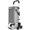Aluminium Einkaufstrolley Treppensteiger, Trolly Einkaufswagen Klappbar, mit 6 Räder und Kühlfach, Wasserdicht, 50L, Grau