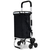 Aluminium Einkaufstrolley Treppensteiger, Trolly Einkaufswagen Klappbar, mit 6 Räder und Kühlfach, Wasserdicht, 50L, Schwarz