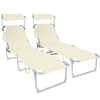 2er Set Sonnenliege mit Dach, 190 x 58 x 27 cm Beige - VOUNOT DE