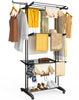 4 Ebenen Wäscheständer Turm mit Rollen 125x62x173 cm Schwarz - VOUNOT DE