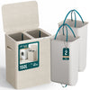 Wäschekorb 2 Fächer 150L, Wäschesammler mit Deckel Beige - VOUNOT DE