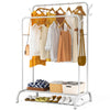 Doppelt Kleiderständer, Metall Kleiderstange Garderobenständer mit Schuhregal und 4 seitlichen Haken 110x58x150cm Weiß - VOUNOT DE