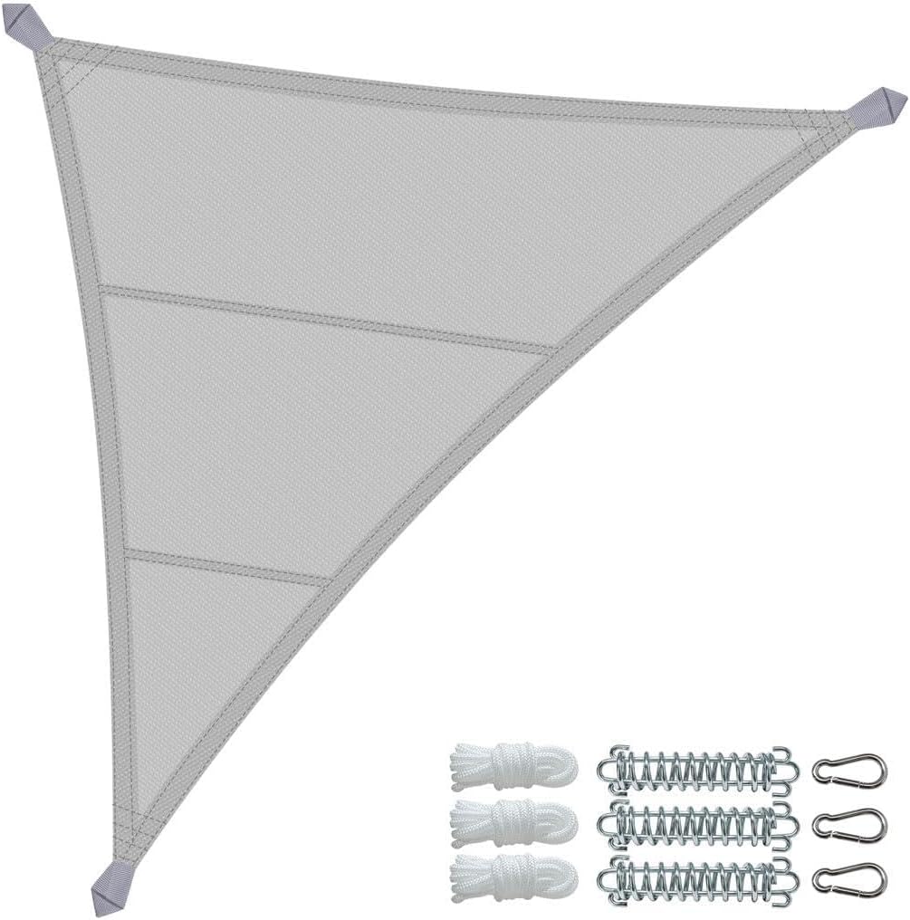Wasserdicht Sonnensegel Dreieckig mit Befestigung Set, 5x5x5m, Grau