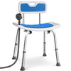 Duschstuhl mit Rückenlehne, ergonomischer Duschhocker für Senioren, höhenverstellbar 70–83cm, Blau - VOUNOT DE