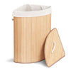 VOUNOT Wäschekorb Bambus mit Deckel, 58L Eckwäschekorb Wäschesammler mit 2 Herausnehmbaren Wäschesäcke & Griffen - VOUNOT DE