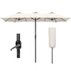 Doppelsonnenschirm mit kurbel, Marktschirm, 460 x 270 cm, Beige