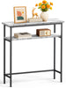 Schmaler Konsolentisch mit 2 Ablagen, Flurtisch aus Metall und MDF, Industrie-design 75×24×75 cm, Weiß - VOUNOT DE