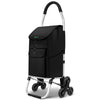 Aluminium Einkaufstrolley Treppensteiger, Trolly Einkaufswagen Klappbar, 6 Räder, Wasserdicht Oxford, 45L, Schwarz