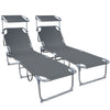 2er Set Sonnenliege mit Dach, 190 x 58 x 27 cm  Grau - VOUNOT DE