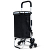 Aluminium Einkaufstrolley Treppensteiger, Trolly Einkaufswagen Klappbar, mit 6 Räder und Kühlfach, Wasserdicht, 50L, Schwarz