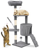 Kratzbaum 112cm, Mehrstöckiger Katzenbaum mit Kratzsäulen Höhle, Grau - VOUNOT DE