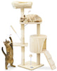 Kratzbaum 112cm, Mehrstöckiger Katzenbaum mit Kratzsäulen Höhle, Beige - VOUNOT DE
