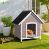 Hundehütte Outdoor aus Holz, mit Bitumendach, abnehmbarem Boden, rutschfest, Grau - VOUNOT DE