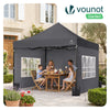 Verstärktes Pavillon 3x3m, Wasserdichter Faltpavillon mit 4 Seitenteilen&Sandsäcke Grau - VOUNOT DE