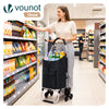Aluminium Einkaufstrolley Treppensteiger, Trolly Einkaufswagen Klappbar, 6 Räder, Wasserdicht Oxford, 45L, Schwarz