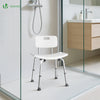 Duschstuhl mit Rückenlehne, ergonomischer Duschhocker für Senioren, höhenverstellbar 70–83cm, Weiß - VOUNOT DE