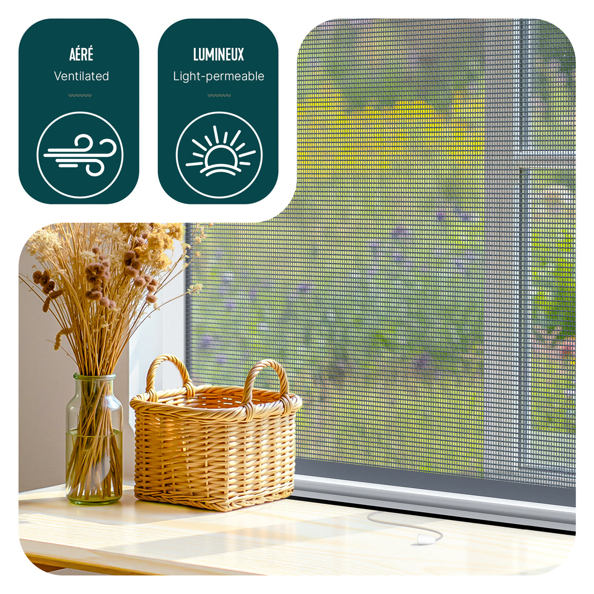 Insektenschutzrollo Fenster PVC Rahmen zuschneidbar L130 x H160 cm Wei ...