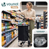 Aluminium Einkaufstrolley Treppensteiger, Trolly Einkaufswagen Klappbar, mit 6 Räder und Kühlfach, Wasserdicht, 50L, Schwarz