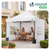 Verstärktes Pavillon 3x3m, Wasserdichter Faltpavillon mit 4 Seitenteilen&Sandsäcke Weiß - VOUNOT DE