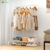 Doppelt Kleiderständer, Metall Kleiderstange Garderobenständer mit Schuhregal und 4 seitlichen Haken 110x58x150cm Weiß - VOUNOT DE