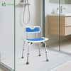 Duschstuhl mit Rückenlehne, ergonomischer Duschhocker für Senioren, höhenverstellbar 70–83cm, Blau - VOUNOT DE