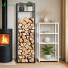Verstellbare Kaminholzregal 45 x 32 x 170 cm, 3 Größen Einstellbar, mit integrierter Ablage ,Schwarz - VOUNOT DE