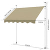 Klemmmarkise mit Handkurbel ohne Bohren 250 cm breit Beige - VOUNOT DE