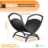 Metall Kaminholzregal, X-förmiges Brennholzregal mit stabilem Sockel und Griff 40,5 x 32 x 33 cm, Schwarz - VOUNOT DE