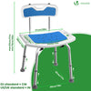 Duschstuhl mit Rückenlehne, ergonomischer Duschhocker für Senioren, höhenverstellbar 70–83cm, Blau - VOUNOT DE