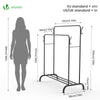 Doppelt Kleiderständer, Metall Kleiderstange Garderobenständer mit Schuhregal und 4 seitlichen Haken 110x58x150cm Schwarz - VOUNOT DE