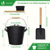 Ascheeimer mit Deckel Feuerfest Metall Kohleeimer 5L mit Schaufel und Handbesen , Schwarz - VOUNOT DE