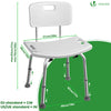 Duschstuhl mit Rückenlehne, ergonomischer Duschhocker für Senioren, höhenverstellbar 70–83cm, Weiß - VOUNOT DE