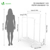 Doppelt Kleiderständer, Metall Kleiderstange Garderobenständer mit Schuhregal und 4 seitlichen Haken 110x58x150cm Weiß - VOUNOT DE
